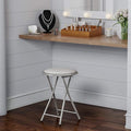 Folding Stool - Backless 18-Inch Stool with 225lb Capacity for Kitchen or Rec Room - Portable Indoor Counter Bar Stools by Lavish Home (White)