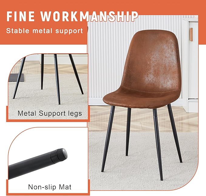 5 Piece Dining Table Set, 42" Round Dining Table Set for 4 with Storage and Suede Chairs, Round Kitchen Table and Chairs for 4 with Thick Wood Top, Roman Column Pedestal, Space-Saving