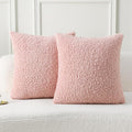 FUTEI Pink Throw Pillow Covers 18x18 Inch Set of 2,Furry Faux Fur Teddy Boucle Textured Cushion Covers,Soft Fluffy Decorative Pillow Case,Home Decor for Couch Bed Living Room Office Car