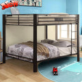 Upgraded Version Thicken Metal Full XL Over Queen Bunk Bed, Stronger Heavy Duty Steel Bunk Bed Full Over Queen Size, Best Bunkbed Frame for Adults, Easy Assembly, Black (Queen)