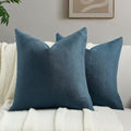 FUTEI Navy Blue Chenille Throw Pillow Covers 26x26 Inch Set of 2,Soft Wide Chevron Textured Euro Pillow Shams,Farmhouse Home Decor for Couch Bed Living Room