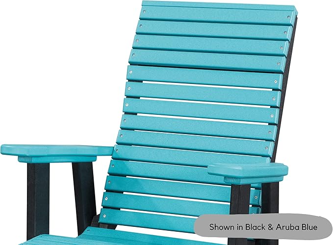 DutchCrafters Modern Horizontal Slat High Back Poly Adirondack Swivel Glider Outdoor Patio Chair (Black & Cedar)