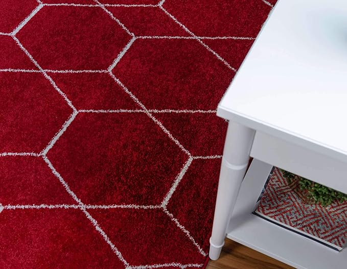 Unique Loom Trellis Frieze Collection Area Rug - Geometric (7' 1" x 10', Red/ Ivory)