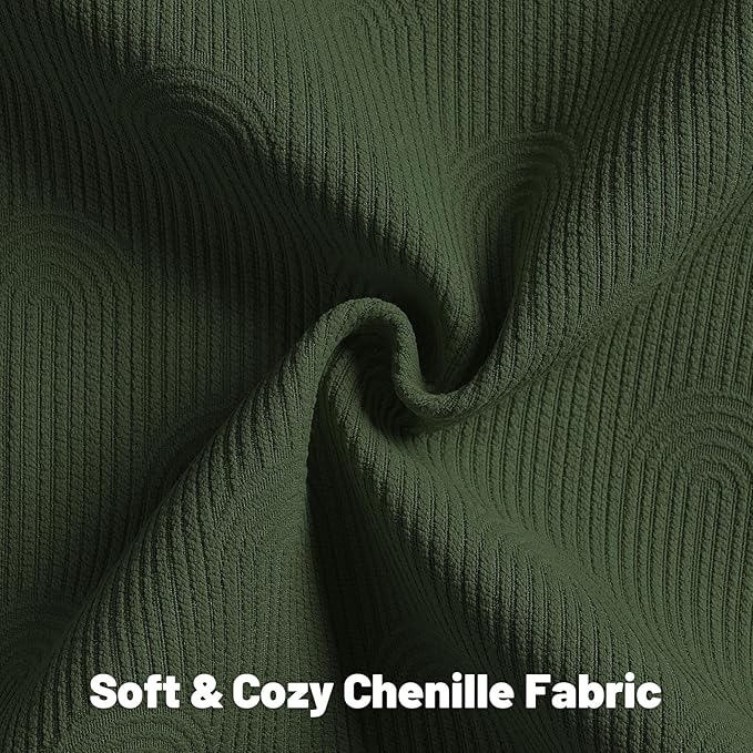FUTEI Christmas Dark Green Chenille Decorative Throw Pillow Covers 18x18 Inch Set of 2,Soft Cozy Striped Geometric Patterns Cushion Cases,Modern Home Decor for Couch Bed Living Room