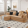 Cloud Sectional Sofa Modern Boneless Couch for Living Room, Comfy Deep Seat Comfy Teddy Fabric Double Sofa Chaise No Assembly Required (Camel, 106" L Shape with Left Facing)