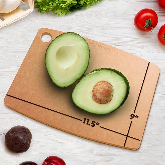 Wooden Cutting Board for Kitchen - Small Composite Wood Cutting Boards Dishwasher - Thin, BPA Free & Eco-Friendly Chopping Board (11.5 x 9 Inch, Natural)
