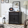 Black Farmhouse Storage Cabinet with 2 Doors and 1 Drawer, Adjustable Shelf, Freestanding Kitchen Pantry Cabinet, Modern Buffet Sideboard Coffee Bar Cabinet Living Room Bathroom Dining Room