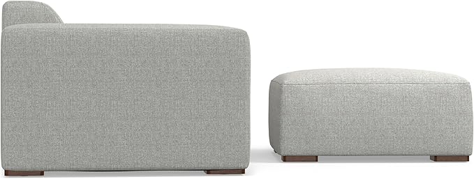 SIMPLIHOME Rex Modular Sofa and Ottoman Set in 100% Recycled Polyester Tightly Woven Performance Fabric, Pale Grey, 88-inch-Wide 2-Seater Couch and Matching 34-inch-Wide Table Ottoman for Living Room