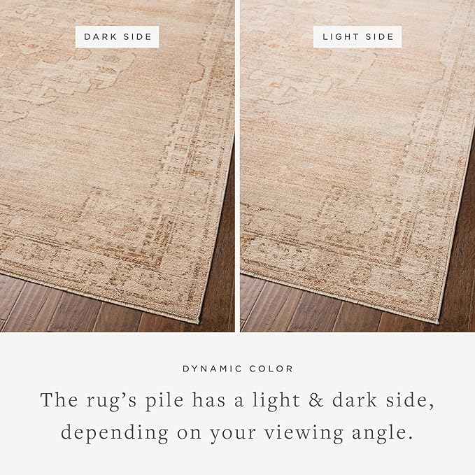 Loloi Chris Loves Julia Palma Collection PLM-02 Spice/Natural 2'-7" x 10'-0" Runner Rug Vintage Style Boho Living Room Bedroom Carpet