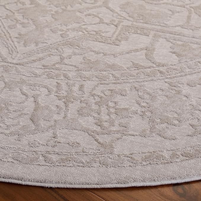 SAFAVIEH Area Rug 10' Round - Reflection Collection - Large - Cream & Ivory, Non-Shedding & Easy Cleaning, Ideal for Living Room, Bedroom (RFT665D)