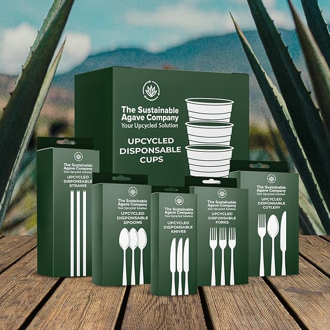 Sustainable Agave Co - Sweet Agave Fiber Cups - 12 Ounce - 100 Count - Plant-Based, Made With Upcycled Materials - Clear