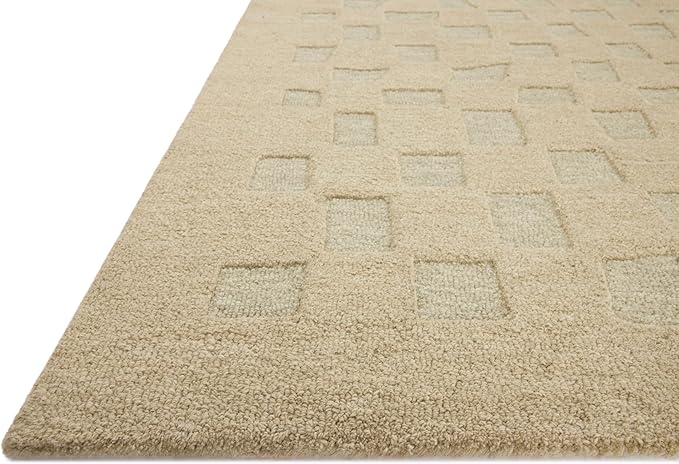 Loloi Leanne Ford Craven Collection CVN-04 Oatmeal/Dove 2'-3" x 3'-9" Accent Rug Checkered, Patterned, Neutral, Entryway, Mudroom, Bathroom, and Kitchen