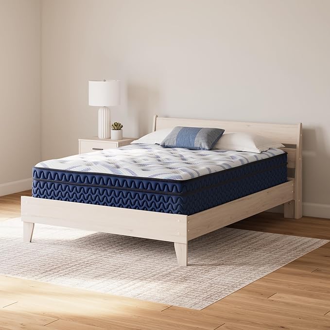 Signature Design by Ashley California King Size Stack 12 Inch Hybrid Medium Plush Cooling Gel Infused Memory Foam Mattress for Pressure Relief, Fiberglass Free, Mattress in A Box