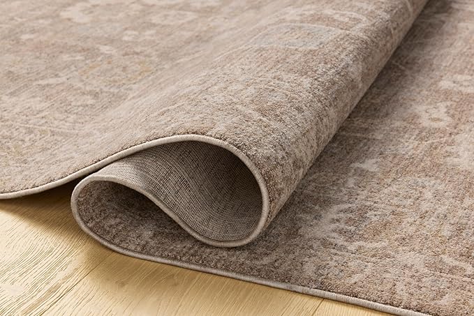 Loloi Chris Loves Julia Louisa Collection LOI-03 Taupe/Ivory 7'-10" x 7'-10", .38" Pile Height, Round Area Rug