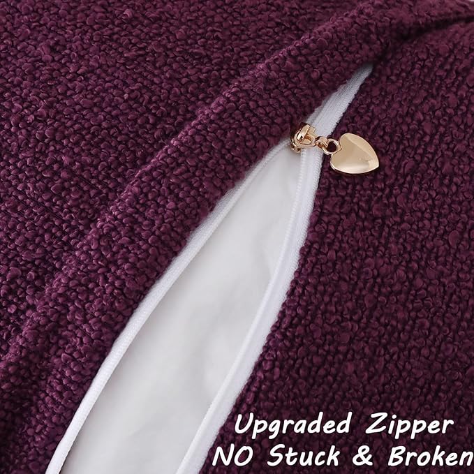 FUTEI Pack of 2 Purple Decorative Throw Pillow Covers 24x24 Inch Soft Cozy Solid Boucle Textured European Cushion Case,Modern Home Decor for Couch Bed Living Room