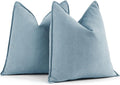 ZWJD Throw Pillow Covers 24x24 Set of 2 Chenille Pillow Covers with Elegant Design Soft and Luxurious Decorative Throw Pillows for Couch, Bed, and Home Decor,Light Blue