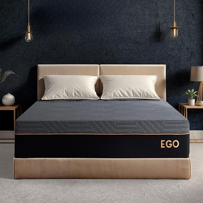 MLILY EGOHOME 12 Inch Twin XL Mattress, Copper Gel Cooling Memory Foam Mattress for Back Pain Relief,Therapeutic Mattress Bed in a Box, Made in USA, CertiPUR-US Certified, 38x80x12 Black