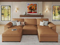 EASE MOOSE Oversized Modular Sectional Sofa,Leather Sectional Couch with Deep Seat,Extra Large U Shaped Couch,Modern Comfy Scratch Resistant Faux Leather Material Sofa,Brown