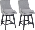Bar Stools Set of 2, 26 Inch Upholstered Barstools with 14.2" High Back and Footrest, Swivel Counter Height Barstools for Kitchen Island Home Bar Performance Fabric Gray