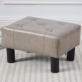 Small Foot Stool Ottoman, Faux Leather Footstool Ottoman Foot Rest for Couch, Rectangle Footstools and Ottomans Small for Living Room, Entryway and Bedroom (Gray)