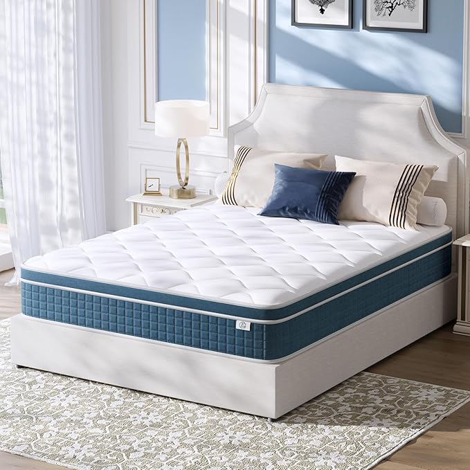 koorlian Twin XL Mattress, 8 Inch Hybrid Mattress Twin XL with Individual Pocket Springs and Pressure-Relieving Memory Foam, Breathable, Medium Firm Mattress in a Box 80"x39"x8"