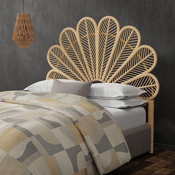 KOUBOO Petal Rattan Twin Headboard, Bedroom, Bedroom Furniture, Headboard, Twin Size, Tropical Decor, Bohemian Decor, Natural