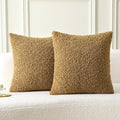 FUTEI Khaki Throw Pillow Covers 16x16 Inch Set of 2,Furry Faux Fur Teddy Boucle Textured Cushion Covers,Soft Fluffy Decorative Pillow Case,Home Decor for Couch Bed Living Room Office Car