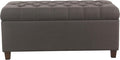 Homepop Home Decor | Tufted Ainsley Button Storage Ottoman Bench with Hinged Lid | Ottoman Bench with Storage for Living Room & Bedroom, Charcoal Gray 18x40x18 inches