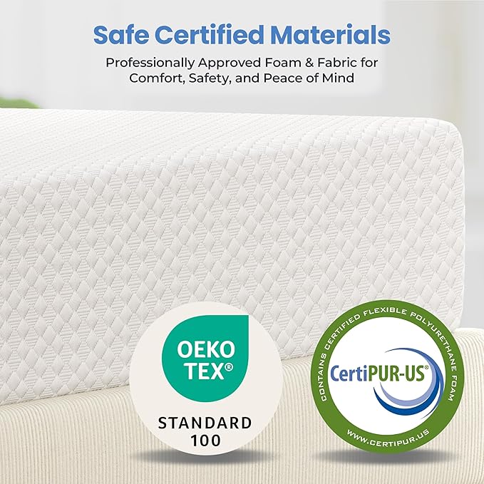 Yaheetech 8 Inch Queen Mattress 3 Foam Layer Cooling Gel Memory Foam Mattresses, Green Tea for Fresher Sleep, Medium Firm, CertiPUR-US Certified, No Fiberglass, Queen Size Mattress in a Box