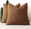 Foindtower Pack of 2 Modern Textured Boucle Throw Pillow Covers Accent Solid Decorative Pillow Cases Cozy Woven Couch Cushion Case for Chair Sofa Bedroom Living Room Home Decor 20x20 Inch Hazel Brown