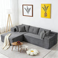 Modular Sectional Sofa, L Shaped Comfy Cloud Couch with Deep Seat, Boneless Couch for Living Room, Modern Corduroy Sectional Sofa with Chaise, No Assembly Required, Sofa in A Box, Dark Gray