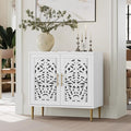 ARTPOWER Accent Cabinet with 2 Doors, Vintage Hollow Carving Buffet Cabinet, Sideboards and Buffets with Storage, Credenza for Living Room, Kitchen, Dining Room, Entryway, Hallway, White