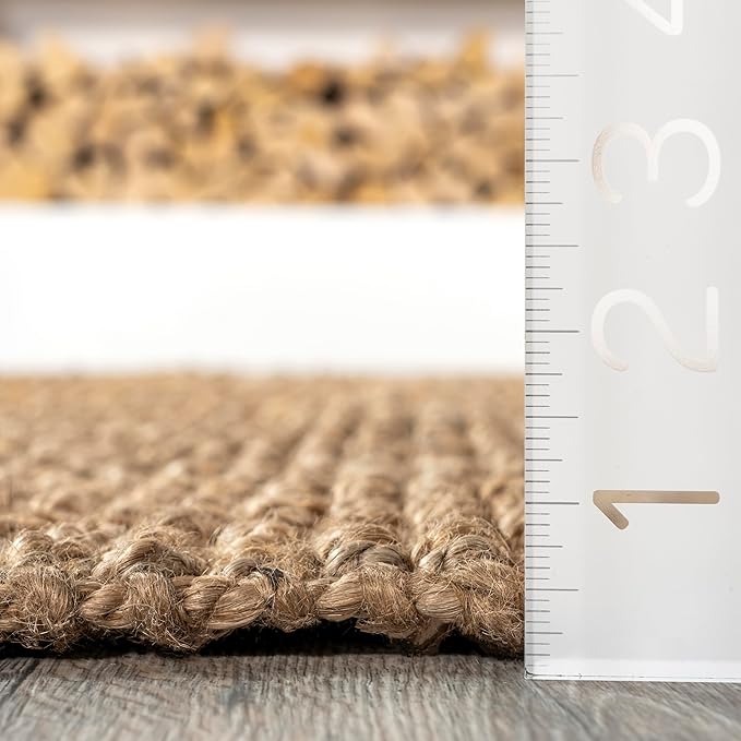 nuLOOM Ashli Solid Farmhouse Jute Area Rug, 7'6" x 9'6", Natural