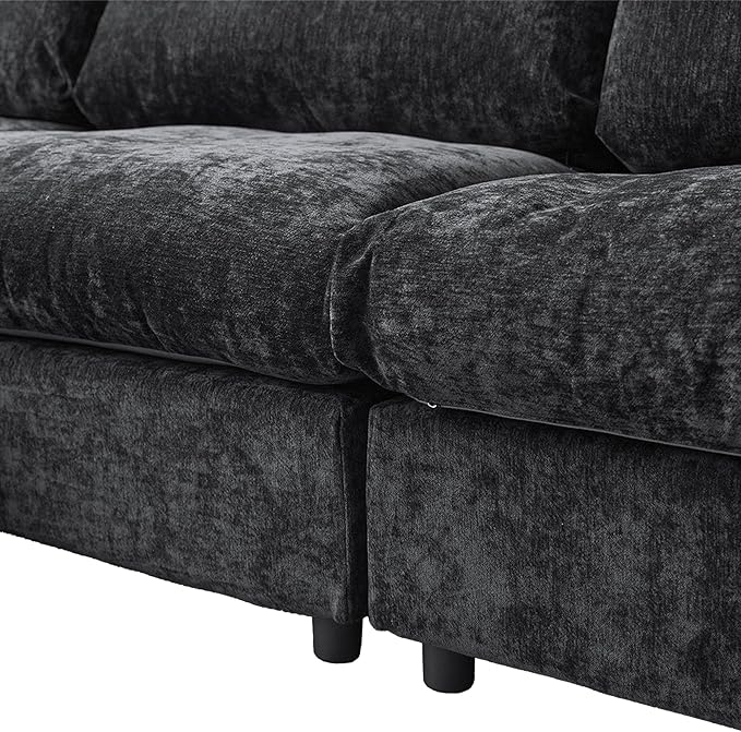 WJShome Cloud Sectional Couches for Living Room,67" Convertible Love Seat, 2 Seater Modular Sectional Sofa,Deep Seater Furniture Sets,Black