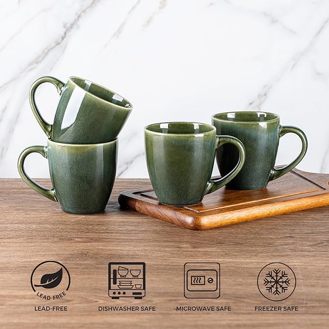 GBHOME Ceramic Coffee Mugs Set of 4, 12oz Stoneware Coffee Mugs Set For Dad Mom Women MEN, Light Weight Coffee Cups for Latte/Tea/Beer/Hot Cocoa, Dishwasher & Microwave Safe