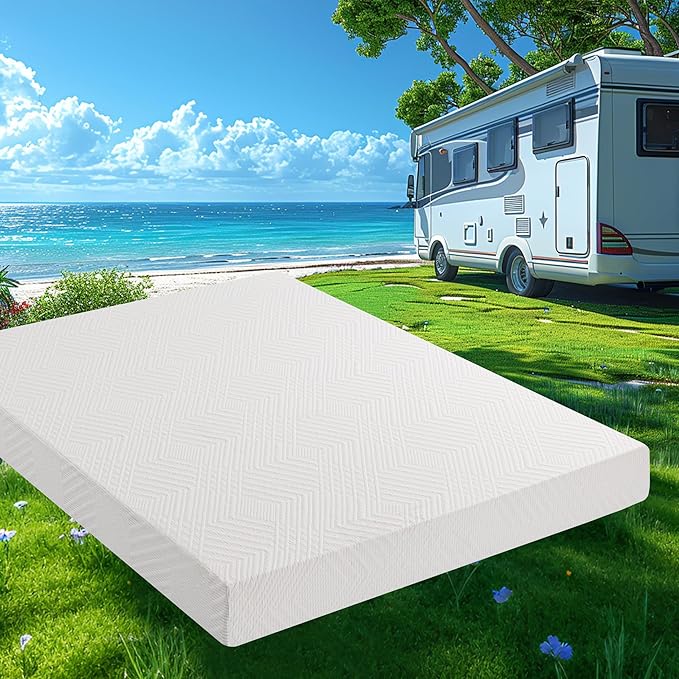 10 Inch RV Mattress King, Cooling Gel Green Tea Mattress for RVs, Campers & Trailers, Medium Firm, CertiPUR-US Certified, Designed & Assembled in The USA, 80"×72"×10"