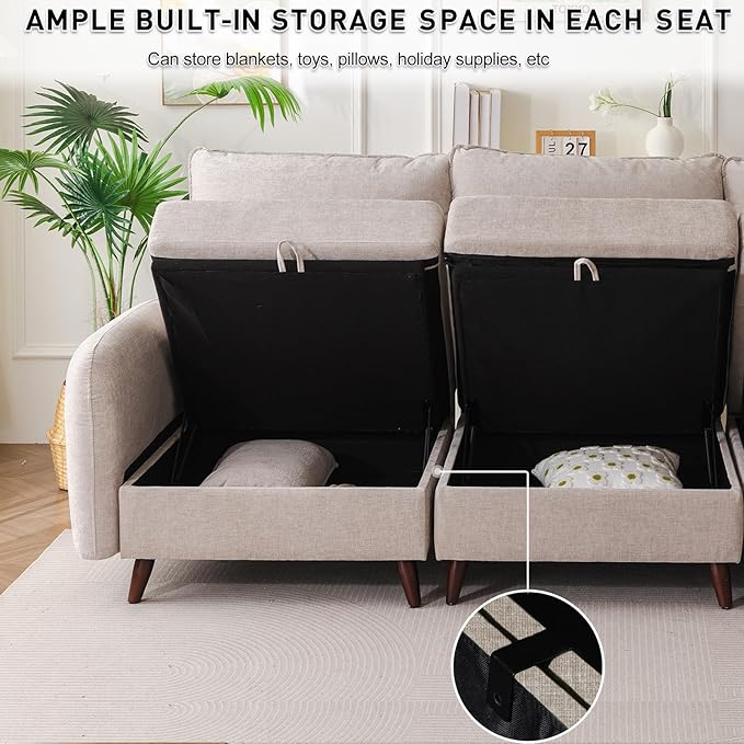 135'' Modular Sectional Sofa with All Seats Storage,Oversized 4-Seater Comfy Cloud Couches with Deep Seat,Big Couch for Living Room,Bedroom,Velet,Khaki