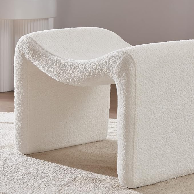 VANOMi Large Footstool Ottoman, Multi-Functional Modern Foot Stool, Sofa Footrest Extra Seating for Living Room, Entryway, Hallways and Bedrooms, Large, White