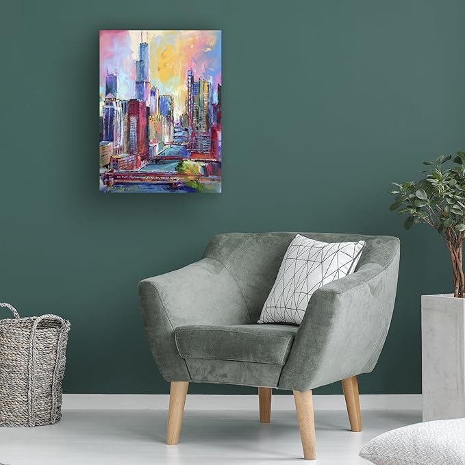 Canvas Wall Art - Richard Wallich 'Chicago 3' Wall Art for Living Room, Bedroom, or Office Décor by Trademark Fine Art