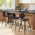 VECELO Swivel Leather Bar Stools Set of 4, Counter Height Barstools with Back, Metal Legs, 35.2-Inch Tall Barstools for Kitchen Island, Home Bar, Cafe, Brown
