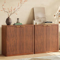 Evermagin 63" Walnut Buffet Cabinet with Storage, Large Sideboard Cabinet, Mid Century Modern Accent Credenza, Fluted Console Table with Doors for Dining Room, Kitchen, and Living Room