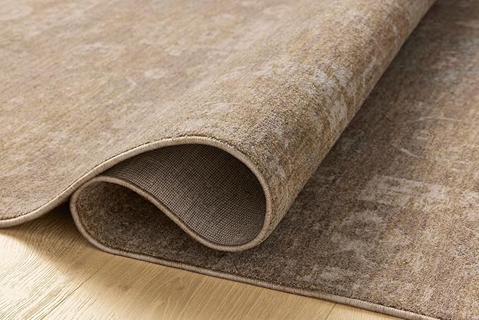 Loloi Chris Loves Julia Louisa Collection LOI-04 Taupe/Gold 7'-10" x 7'-10", .38" Pile Height, Round Area Rug