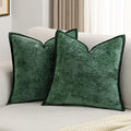 FUTEI Christmas Dark Green Chenille Throw Pillow Covers 20x20 Inch Set of 2,Soft Cozy Bound Edge Design Cushion Case,Home Decor for Couch Bed Living Room