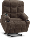 MCombo Oversized Power Lift Recliner Chair with Extended Footrest for Elderly People, Fabric R7289 (Brown, Medium-Oversize)