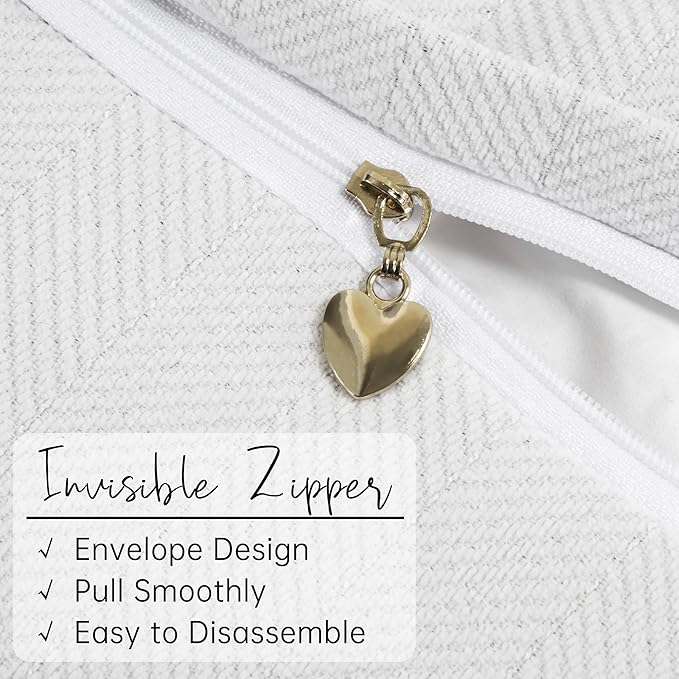 ZWJD Cream Pillow Covers 12x20 Set of 2 Chenille Throw Pillow Covers with Elegant Design Soft and Luxurious Decorative Throw Pillows for Couch, Bed, and Home Decor