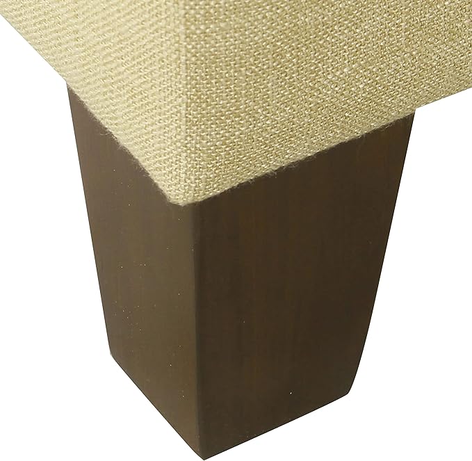 HomePop Woven Square Storage Ottoman with Wood Legs, Tan
