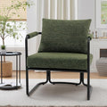 Single Accent Chair for Living Room, Mid Century Modern Upholstered Reading Armchair for Bedroom, Office, with Comfy Chenille Cushion Back & Metal Frame, Green