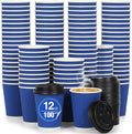 Disposable Blue Coffee Cups 12 oz 20 Pack, Paper Coffee Cups 12 oz for Hot Drinks or Cold Beverages, Insulated Corrugated Ripple Wall Cup for Office, Cafe, Home or Travel