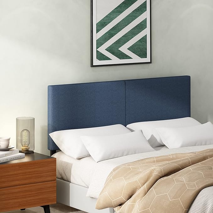 Furinno Roanne Upholstered Headboard, Queen, Denim