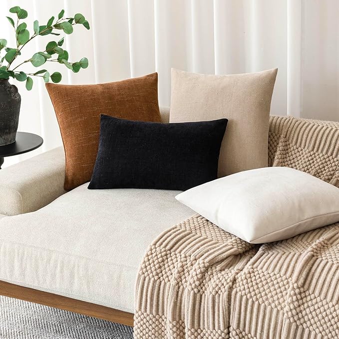 Foindtower Pack of 2 Soft Textured Throw Decorative Pillow Covers Square Accent Solid Cushion Cover Cozy Farmhouse Pillow Case with Zippe for Couch Sofa Bed Living Room 20x20 Inch, Bronze